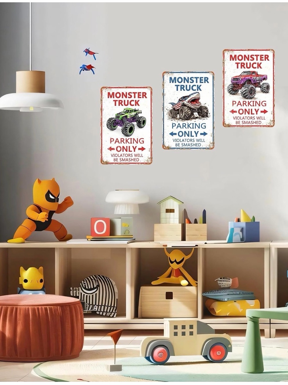 Monster Truck Parking Only Metal Sign, Boys Bedroom Monster Truck Parking Wall - Picture 4 of 9